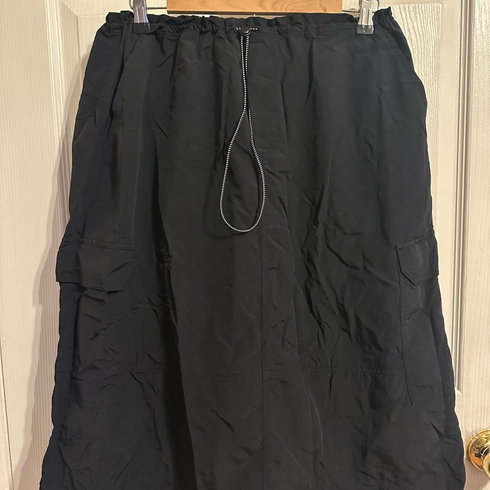 Old Navy Black High waisted Utility Midi Skirt Size Large